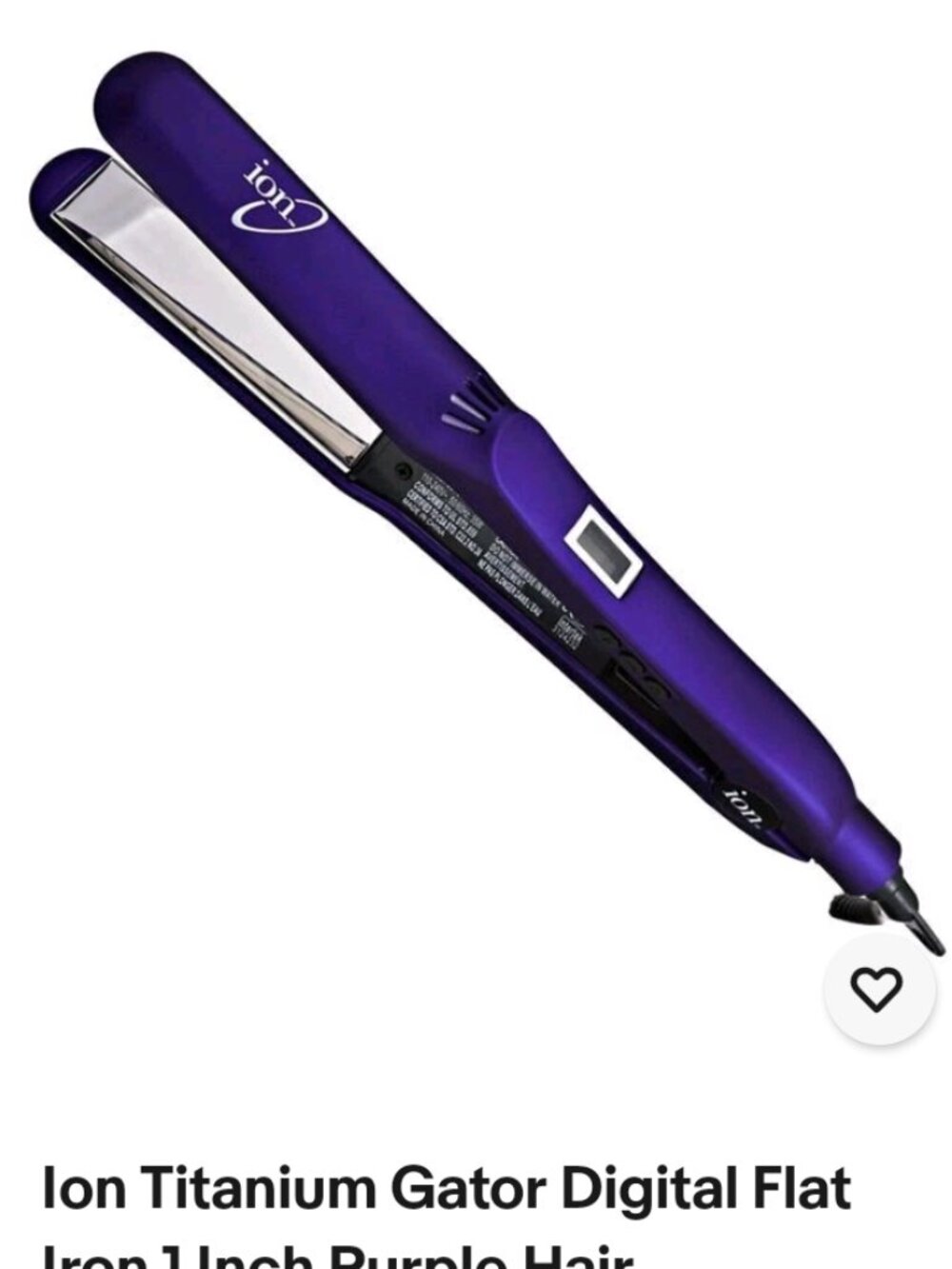Ion Titanium Gator Digital Flat Iron 1 Inch Purple Hair Straightener